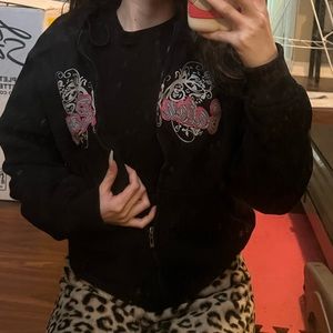 Black Furry y2k zip up